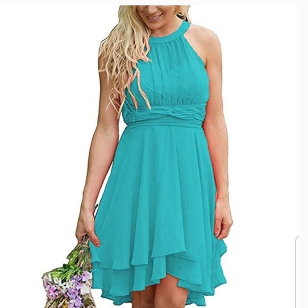 Melody country teal blue dressy modest dress size 8